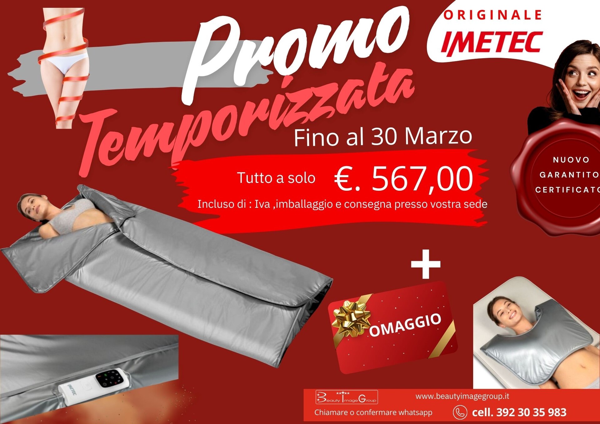 PROMOZIONE TEMPORIZZATA Fisiosauna Imetec Comfort Plus - Termocoperta Estetica della Imete IMETEC Fisiosauna Imetec Comfort Plus