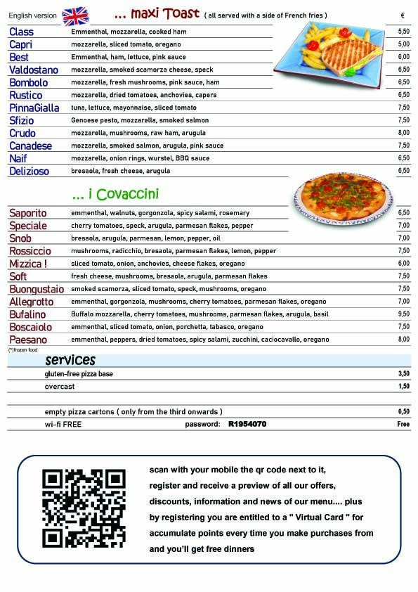 Menu in English