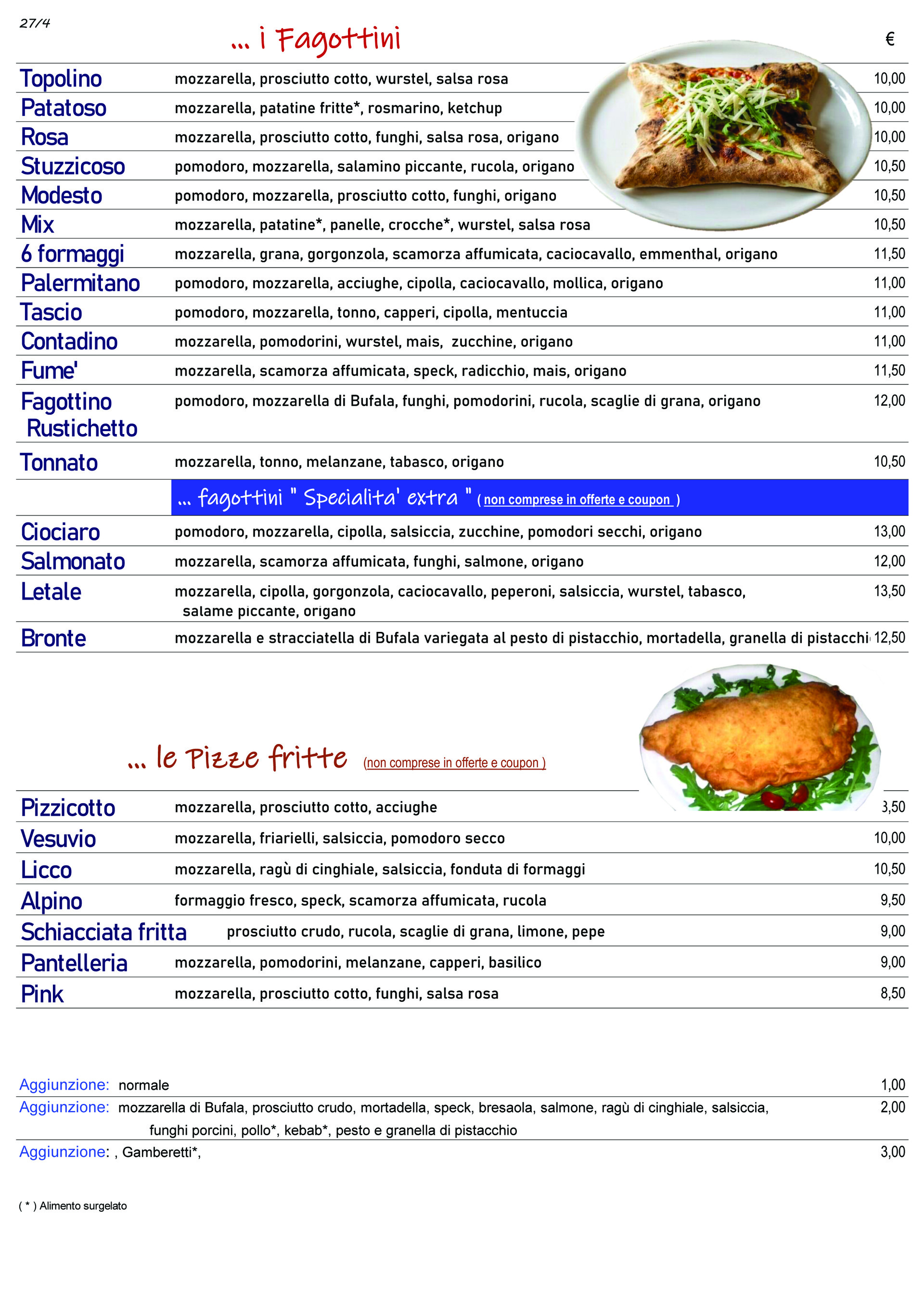 Apri per sfogliare il nostro Menù completo