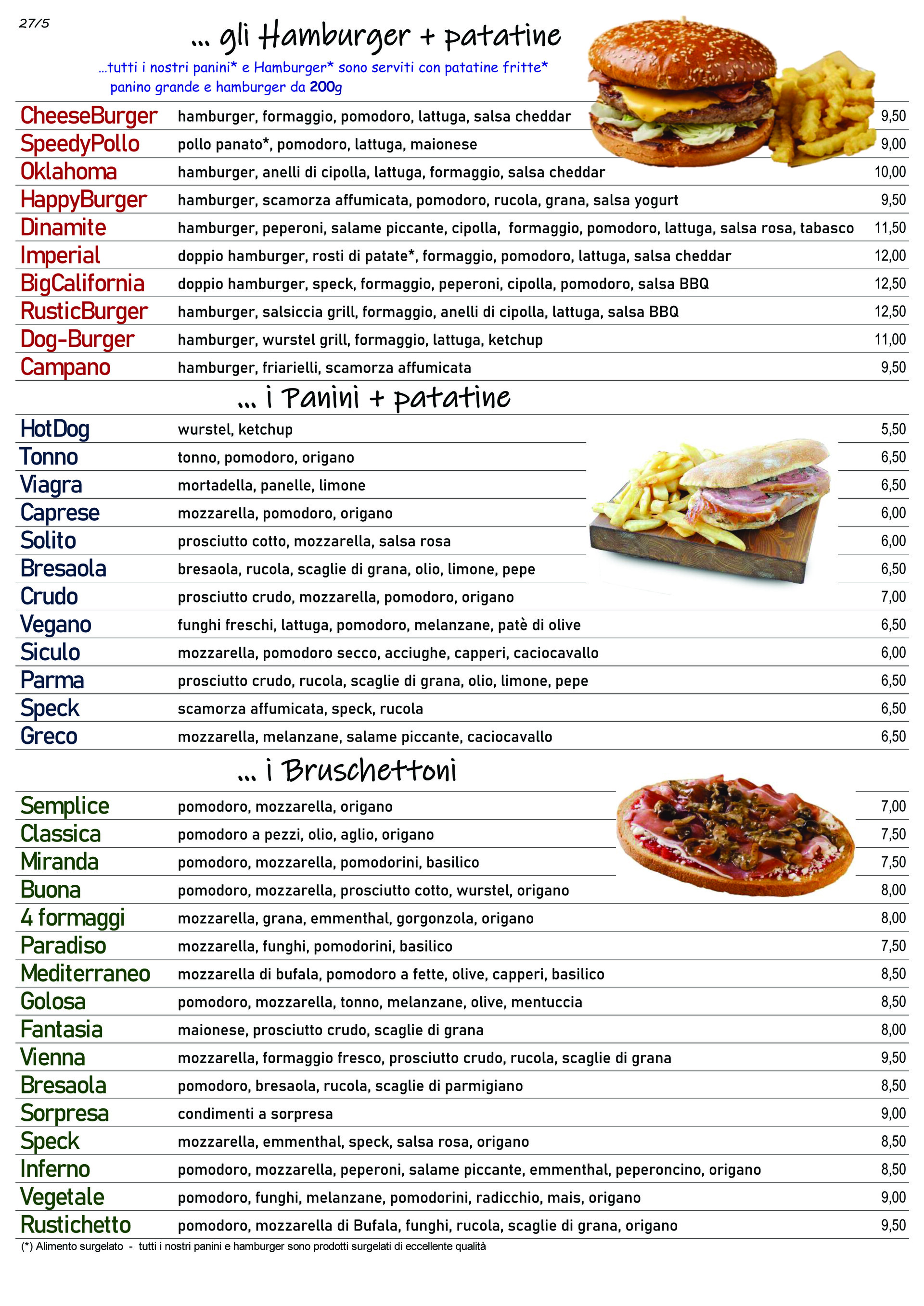 Apri per sfogliare il nostro Menù completo