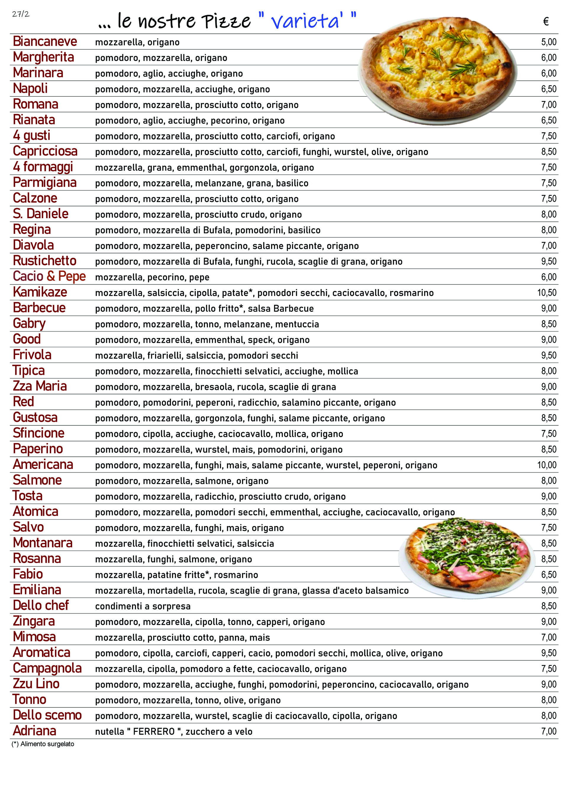Apri per sfogliare il nostro Menù completo