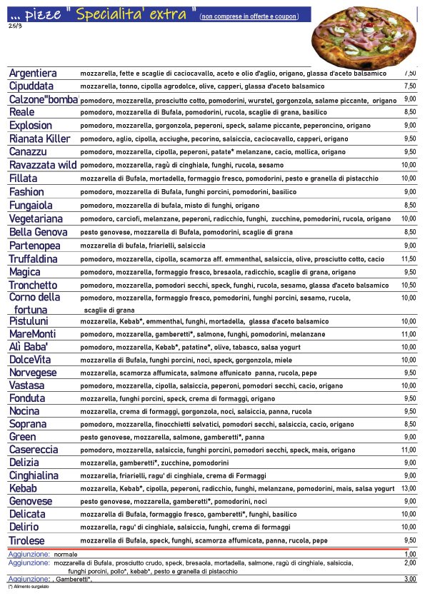 Apri per sfogliare il nostro Menù completo