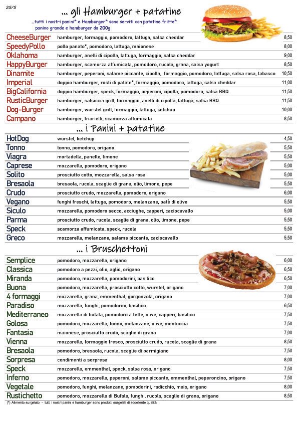 Apri per sfogliare il nostro Menù completo