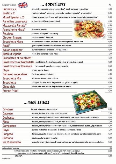 Menu in English