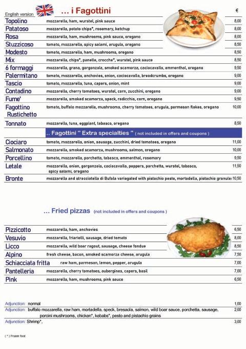 Menu in English
