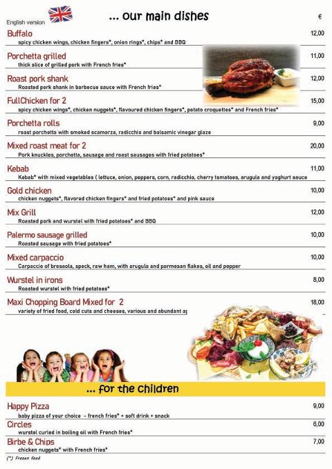 Menu in English
