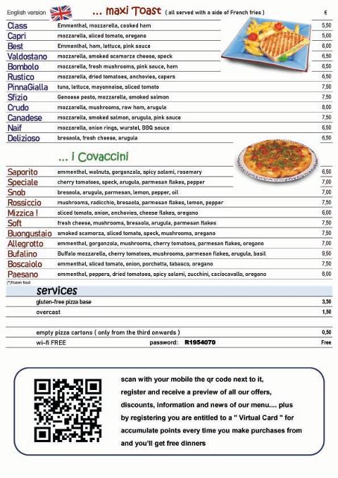 Menu in English