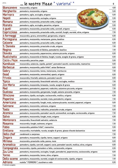 Apri per sfogliare il nostro Menù completo