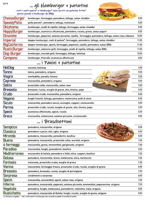 Apri per sfogliare il nostro Menù completo