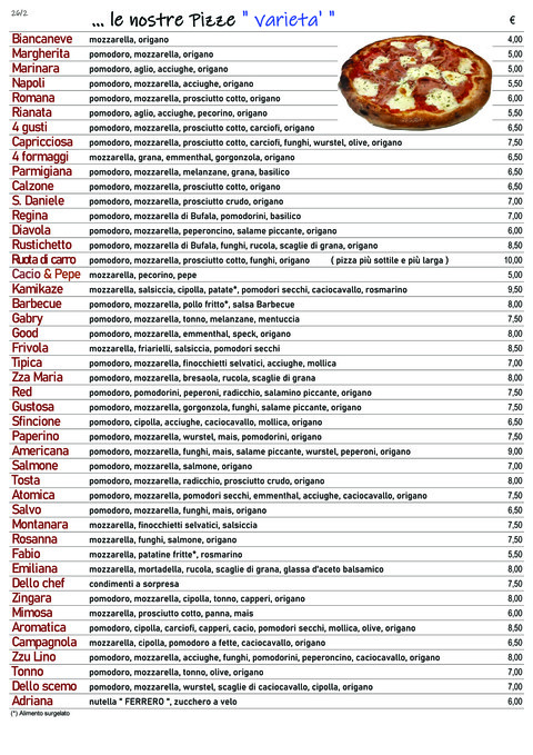 Apri per sfogliare il nostro Menù completo