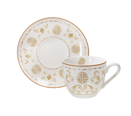 TAZZINA CAFFE EXCALIBUR SET 2 PZ NEW BONE CHINA Brandani Excalibur collection