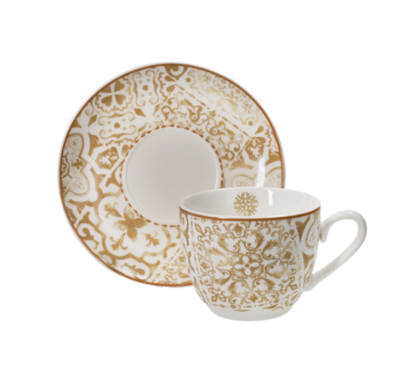 TAZZINA CAFFE EXCALIBUR SET 2 PZ NEW BONE CHINA Brandani Excalibur collection