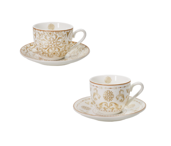 TAZZINA CAFFE EXCALIBUR SET 2 PZ NEW BONE CHINA Brandani Excalibur collection