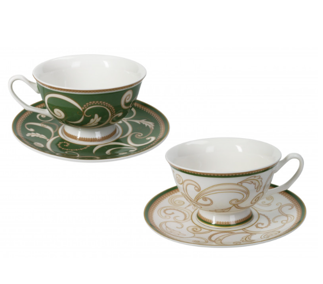 TAZZA THE FILO D'ORO SET 2 PEZZI NEW BONE CHINA Brandani filo d'oro collection