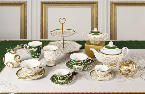 TAZZA THE FILO D'ORO SET 2 PEZZI NEW BONE CHINA Brandani filo d'oro collection