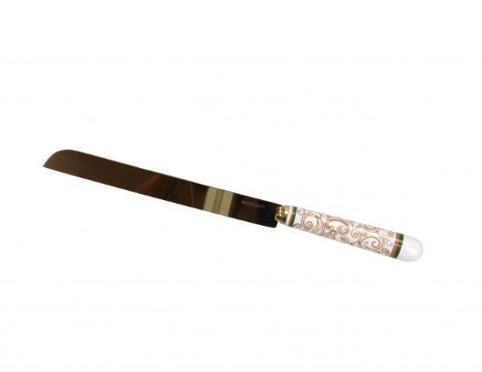 COLTELLO TORTA FILO D'ORO CHAMPAGNE INOX CON MANICO IN CERAMICA Brandani Filo d'oro collection
