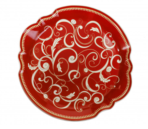 VASSOIO PORTATA FILO D'ORO ROSSO PORCELLANA rosso Brandani Filo d'oro collection