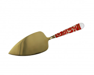 PALA DOLCE FILO D'ORO CHAMPAGNE INOX CON MANICO IN CERAMICA rosso Brandani Filo d'oro collection