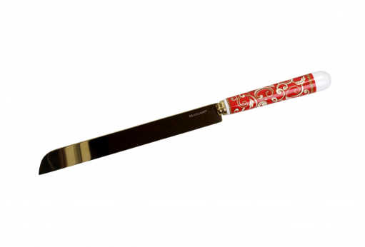 COLTELLO TORTA FILO D'ORO ROSSO CHAMPAGNE INOX CON MANICO IN CERAMICA Brandani Filo d'oro collection