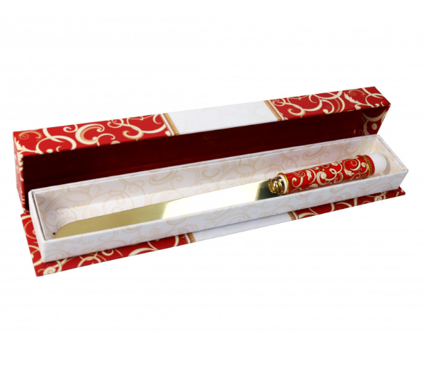 COLTELLO TORTA FILO D'ORO ROSSO CHAMPAGNE INOX CON MANICO IN CERAMICA Brandani Filo d'oro collection