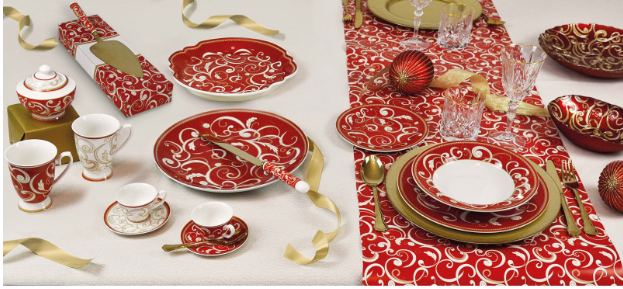 TAZZINA CAFFE FILO D'ORO ROSSO SET 2 PEZZI NEW BONE CHINA Brandani Filo d'oro rosso collection