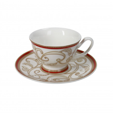 TAZZINA CAFFE FILO D'ORO ROSSO SET 2 PEZZI NEW BONE CHINA Brandani Filo d'oro rosso collection