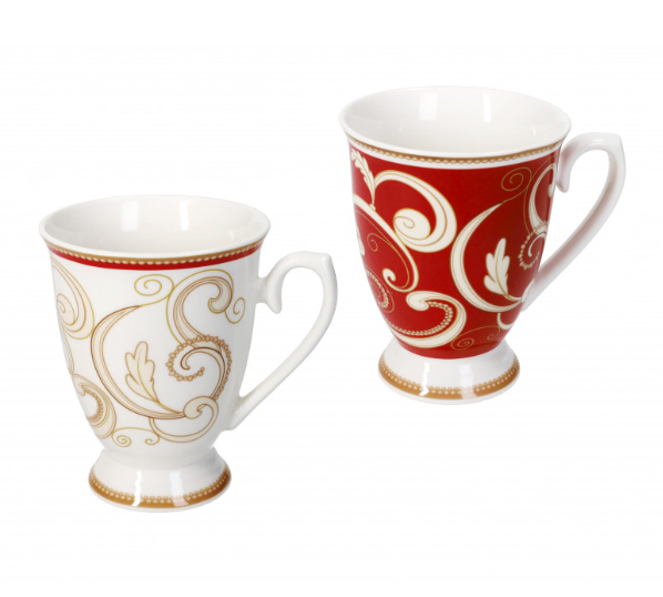 MUG FILO D'ORO ROSSO SET 2 PEZZI NEW BONE CHINA Brandani Filo d'oro rosso collection