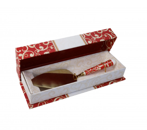 PALA DOLCE FILO D'ORO CHAMPAGNE INOX CON MANICO IN CERAMICA rosso Brandani Filo d'oro collection