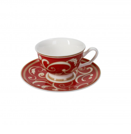 TAZZINA CAFFE FILO D'ORO ROSSO SET 2 PEZZI NEW BONE CHINA Brandani Filo d'oro rosso collection