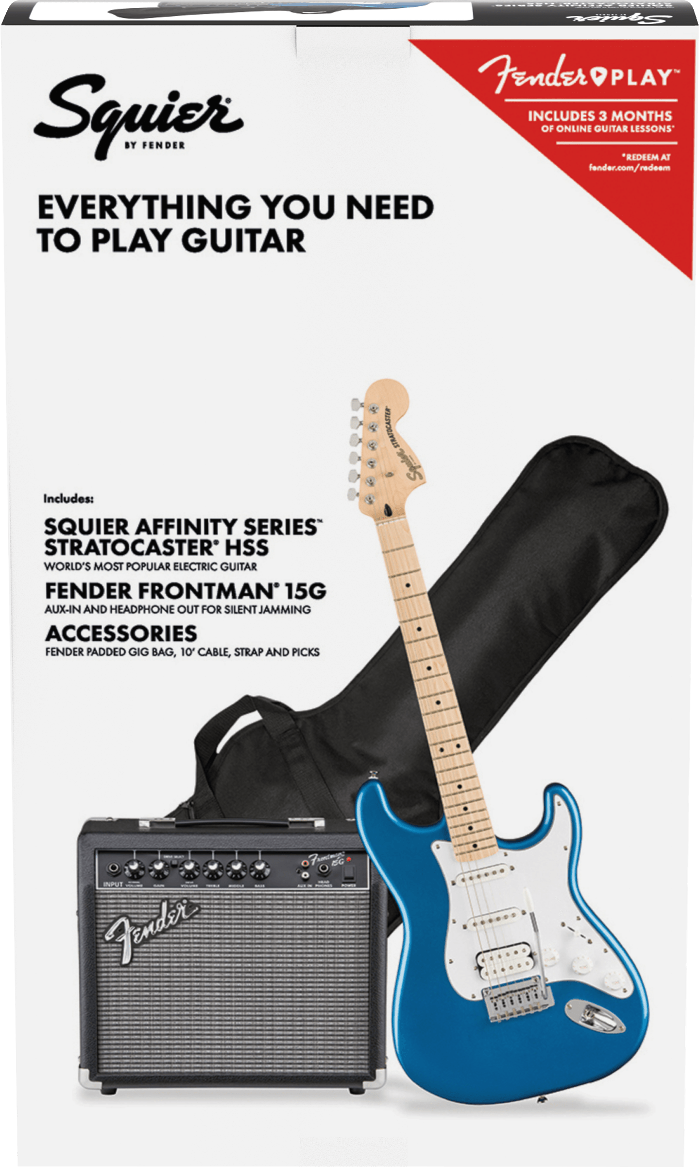 SQUIER AFFINITY STRATOCASTER HSS PACK 15G PLACID BLUE