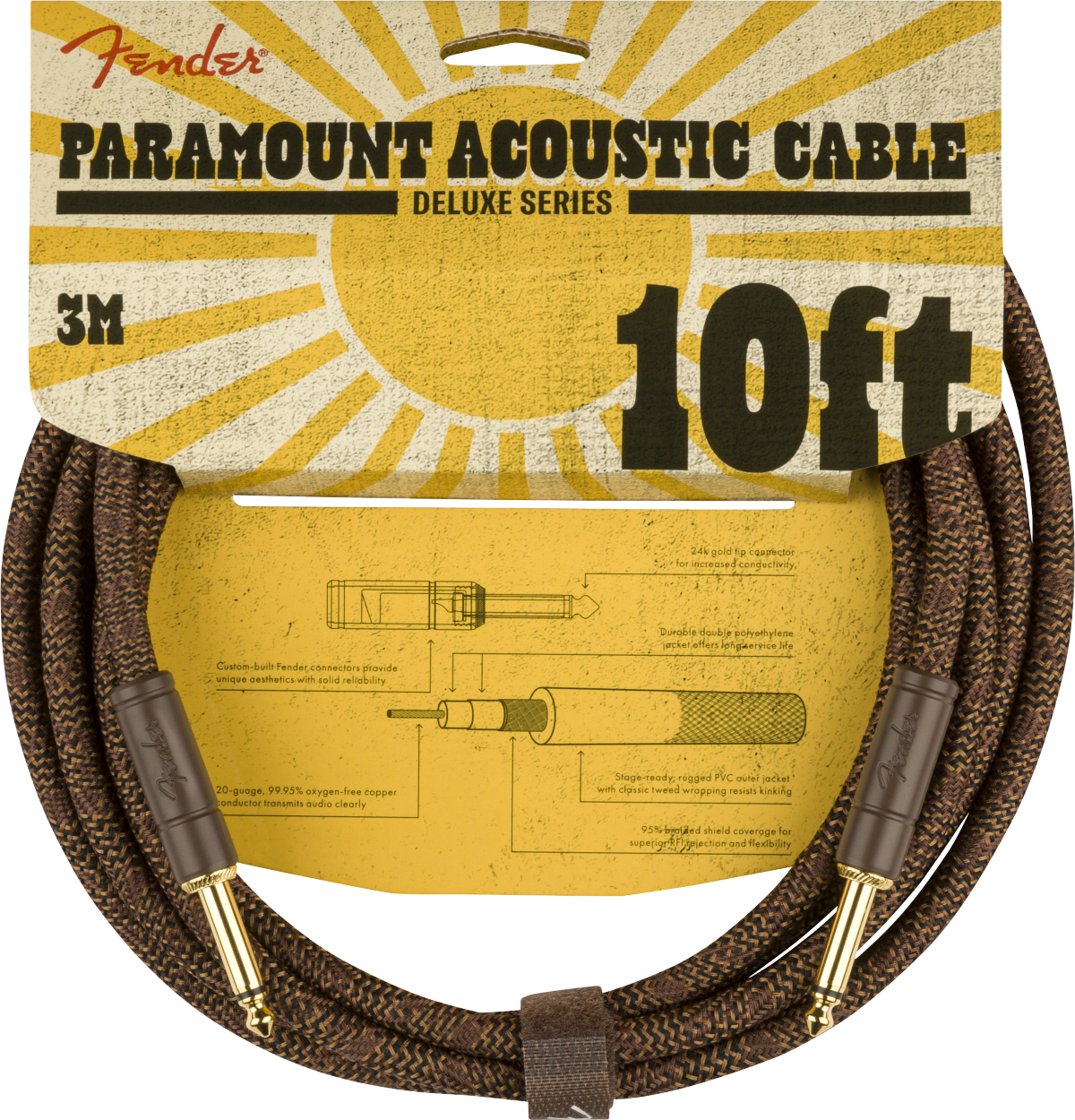 FENDER PARAMOUNT ACOUSTIC CABLE BROWN 3 Mt