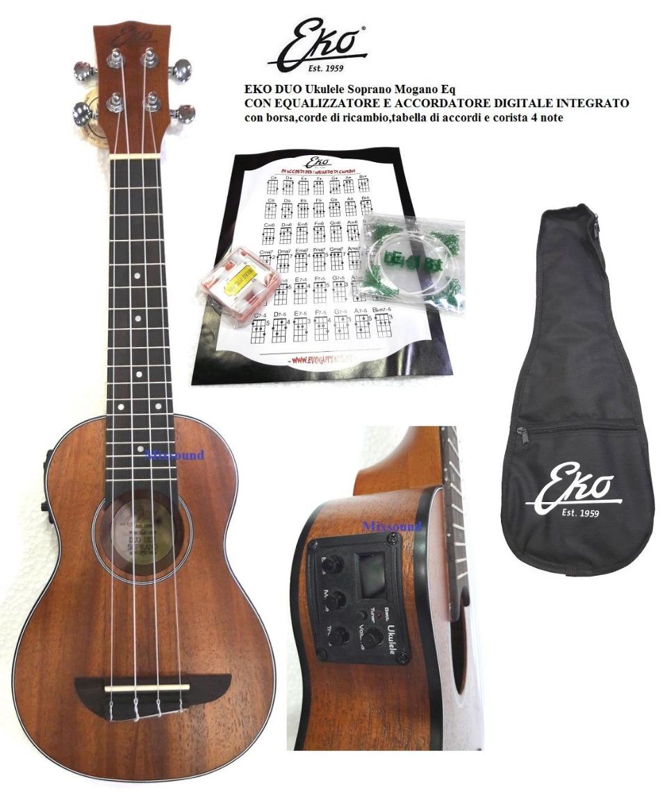 EKO DUO UKULELE SOPRANO MOGANO ELETTRIFICATO