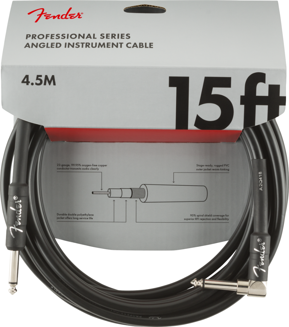 FENDER PROFESSIONAL SERIES CABLE JACK JACK ANGLE 4,5 Mt.
