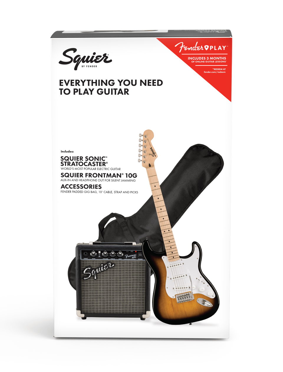 SQUIER SONIC STRATOCASTER PACK MN 2 COLOR SUNBURST