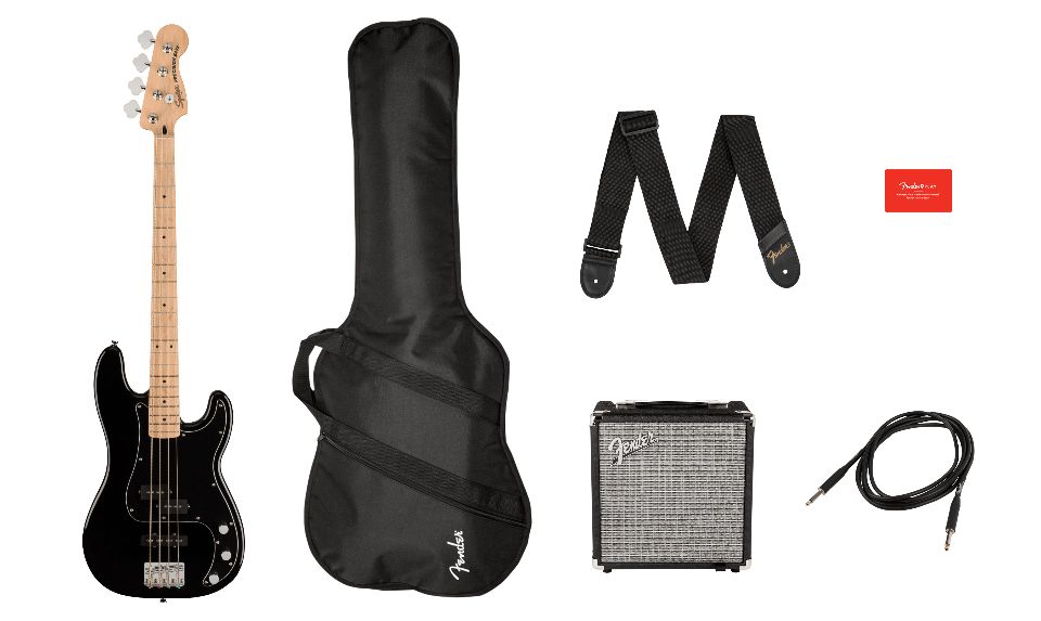 SQUIER AFFINITY PRECISION BASS MN BLACK R15 PACK