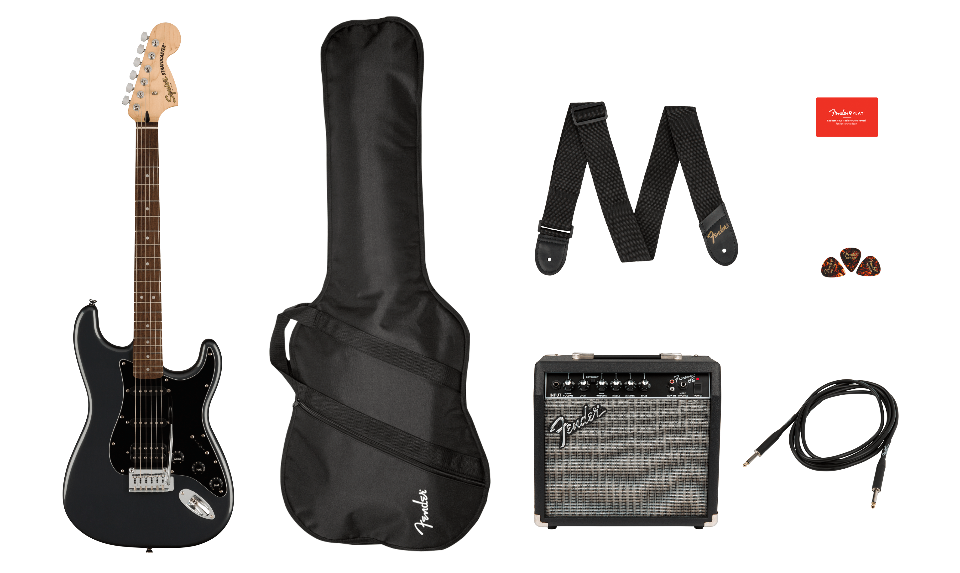 SQUIER AFFINITY STRATOCASTER HSS PACK 15G LRL CHARCOAL FROST METALLIC