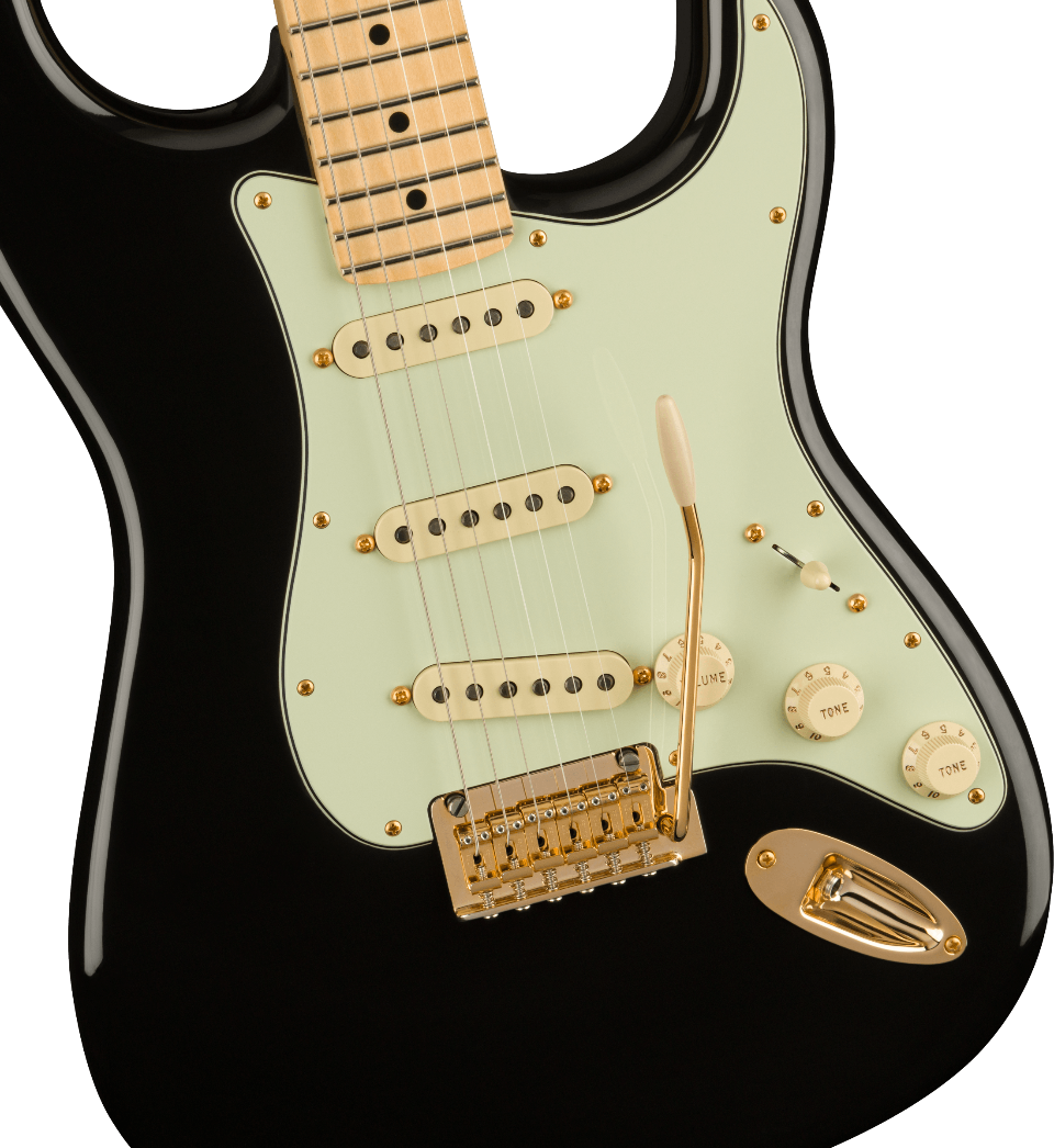FENDER LIMITED EDITION PLAYER STRATOCASTER BLACK WITH GOLD HARDWARE CON BORSA FENDER MIDNIGHT BLUE