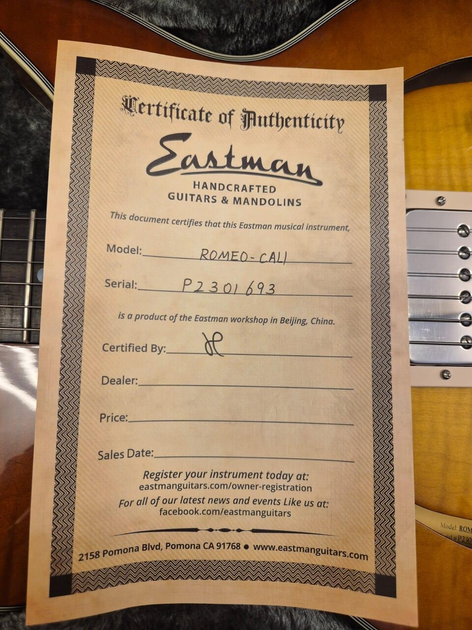 EASTMAN ROMEO CALIFORNIA