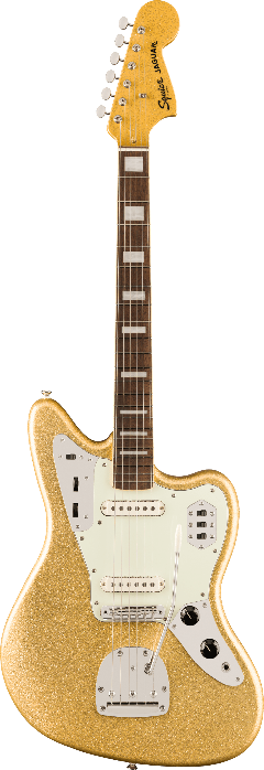 SQUIER FSR CLASSIC VIBE 70S JAGUAR LRL MATCHING HEADSTOCK GOLD SPARKLE