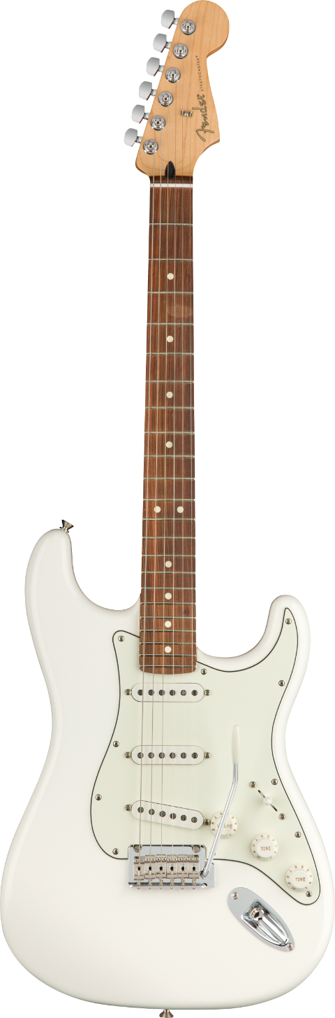 FENDER PLAYER STRATOCASTER PF POLAR WHITE CON BORSA FENDER MIDNIGHT BLUE IN OMAGGIO