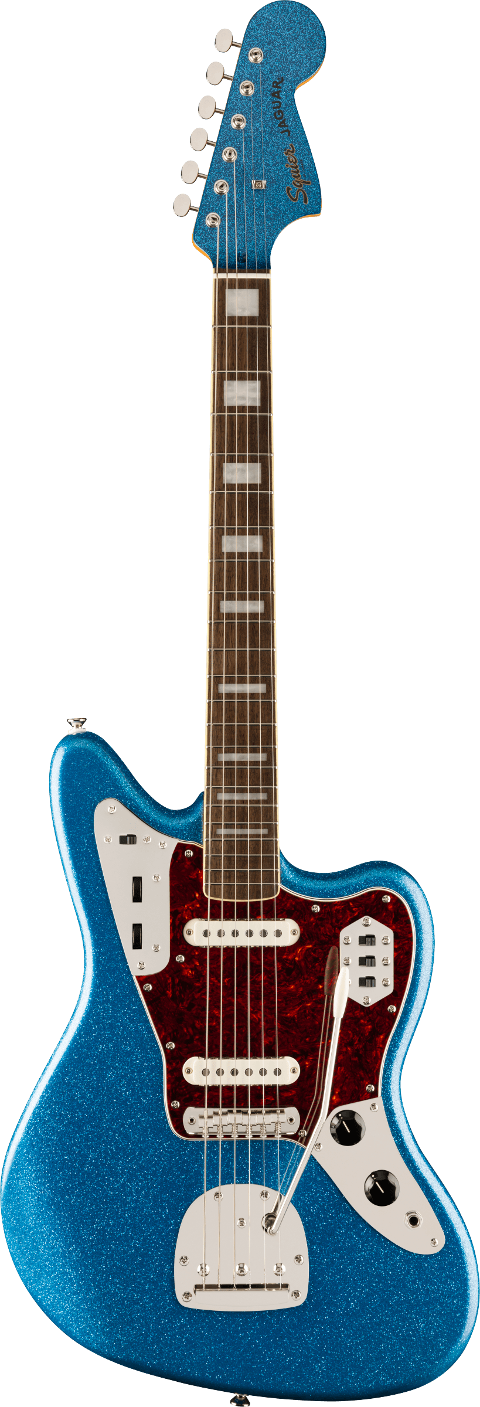 SQUIER FSR CLASSIC VIBE 70S JAGUAR LRL MATCHING HEADSTOCK BLUE SPARKLE