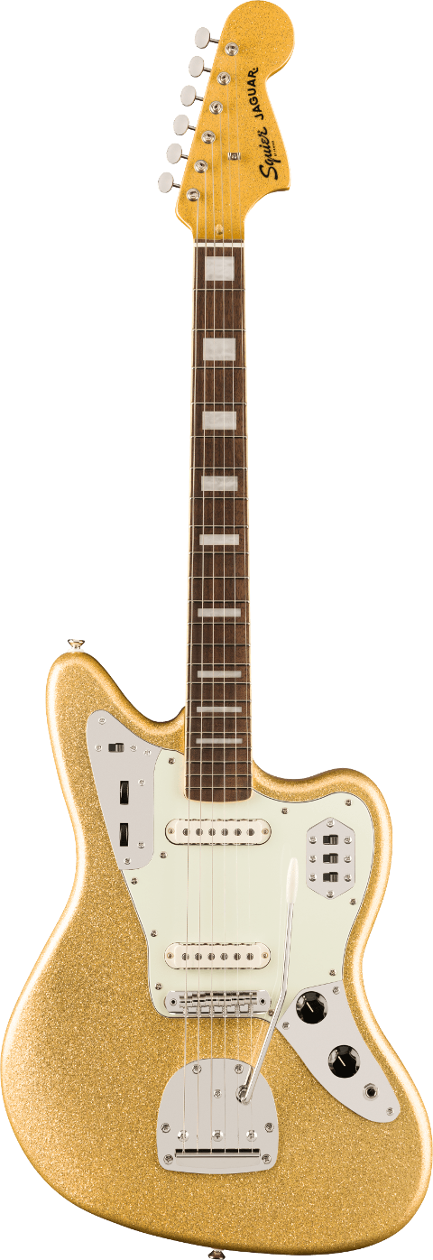 SQUIER FSR CLASSIC VIBE 70S JAGUAR LRL MATCHING HEADSTOCK GOLD SPARKLE