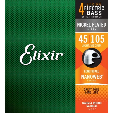 ELIXIR 14077 NANOWEB LIGHT/MEDIUM LONG SCALE BASS 4 CORDE