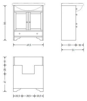 Composizione mobile bagno classico Eban Carla