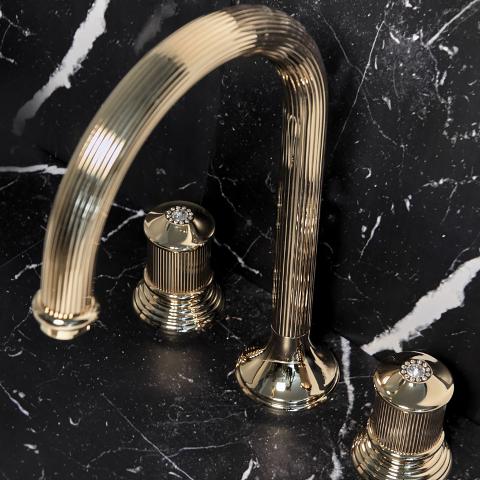 Gruppo lavabo 3 fori completo di piletta click-clack Bongio Impero Metal