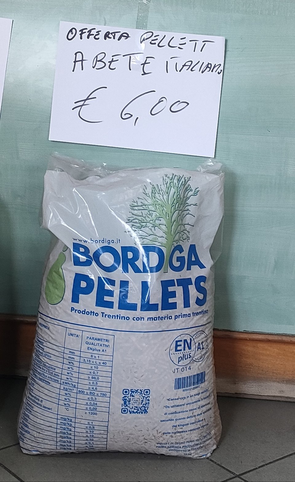 Pellet 100% Abete Trentino Bordiga