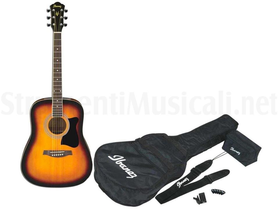 KIT CHITARRA ACUSTICA SUNBURST CON ACCESSORI IBANEZ  V50NJP Pack Violin Sunburst