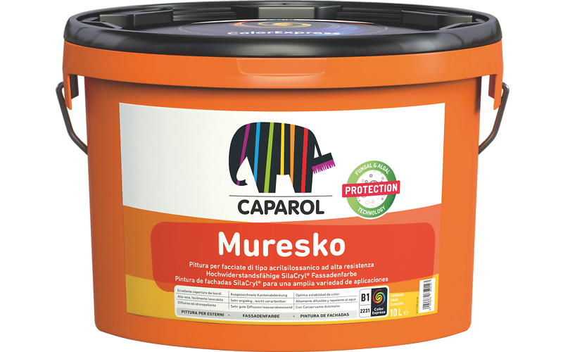 Pittura per facciate acril-silossanica, con caratteristiche minerali, con elevata diffusività al vap Caparol ColorExpress Muresko