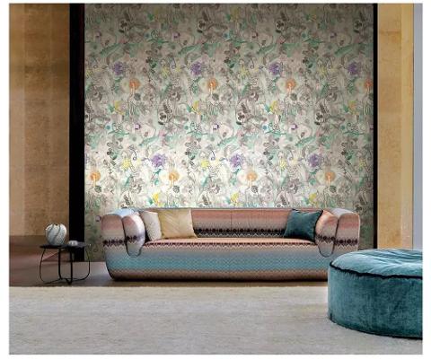 MISSONI HOME Carta da parati fantasie inconfondibili,stampe grafiche e colori pop  Missoni home Wallcoverings 01 e 02
