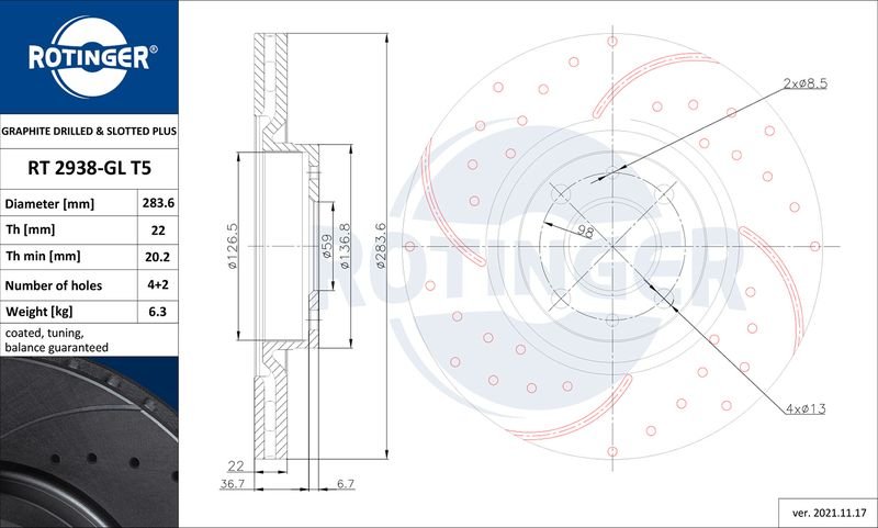 DISCHI FRENO FORATI E BAFFATI ROTINGER T5 FIAT BRAVO II